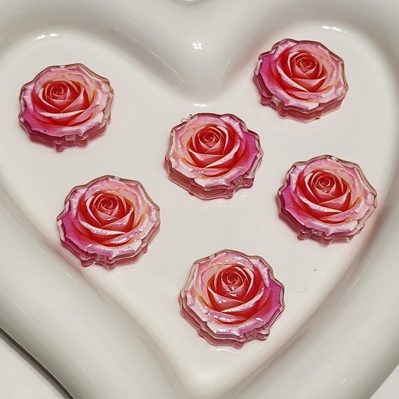 Other - Pink Rose Beads 2 Pcs Focal Beads Beaded Pen Jewelry Making Crafts Charms